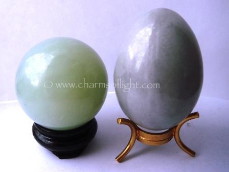 Polished Jade crystal ball and polished Jade egg